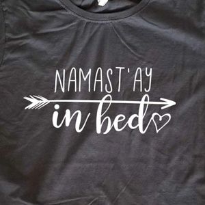 Namaste (stay) in bed - ladies fitted t-shirt